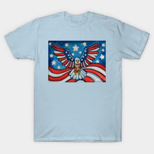 Flying Patriotic Eagle of American Flag T-Shirt